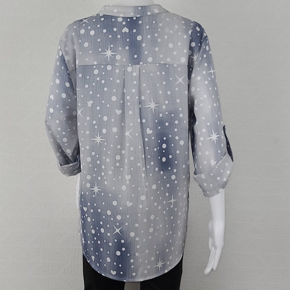 FLORYDAY Heart & Star Print Button Up Top - Picture 7 of 13